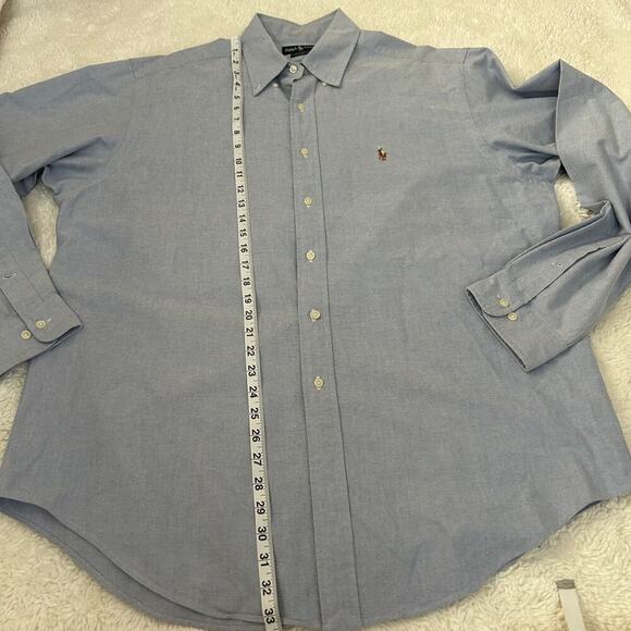 Vintage Ralph Lauren Shirt Mens 17 36/37 Blue Yarmouth Oxford Long Sleeve Preppy - Picture 5 of 7